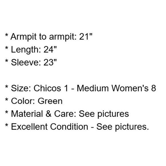 Chicos Sweater 1 Womens Medium 8 Green Full Zip Copper Metallic Stretch Knit - Picture 5 of 16